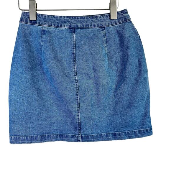 House of Harlow 1960 Skirt 4 Mini Denim Jean Faux Pearl Button 90s Y2K Fairy NWT - Picture 2 of 8